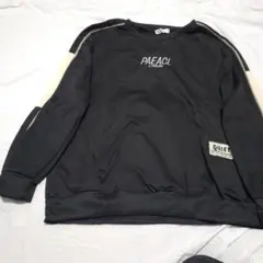 ゆるだぼ✨メンズ ロゴ入りトレーナー ブラック S スウェット 薄手 ストリート