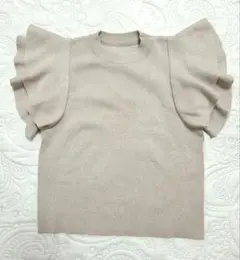 フリルスリーブニツト ベージュ