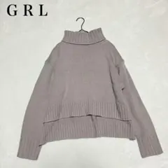 【グレイル】タートルネックセーター(M)グレー リブ編み アシメヘム シンプル