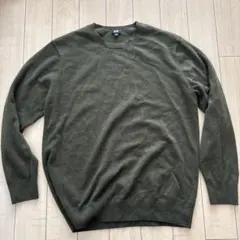 UNIQLO XL オリーブグリーン クルーネックニット　カシミヤ