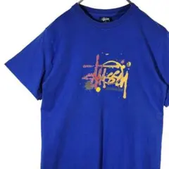 90s USA製 オールド ステューシー 紺タグ 半袖Tシャツ ブルー Sサイズ