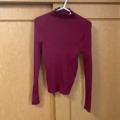 ZARA バーガンディ リブニット L