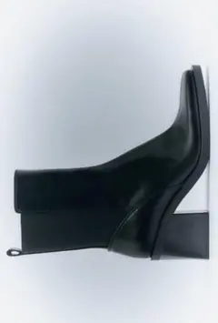 ZARAブロックヒールレザーショートブーツサイドゴアブーツザラ