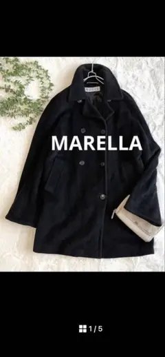 MARELLA マレーラ　カシミヤ混　ロングコート　ブラック　40 Lサイズ