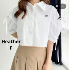 Heather 肩開きリボンシャツ（半袖）オフホワイト Fのサムネイル