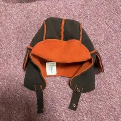 SKIPLAND子供用フリース帽子 耳あて付き ブラウンオレンジ