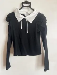 GRL 襟付リボンパワショルトップス[tu820]