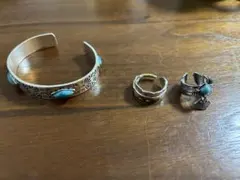 ターコイズ　アクセ　ブレスレット　リング　指輪　フェザー　イーグル　インディアン