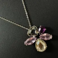 【美品】スワロフスキー ネックレス クリスタル フラワー 花 カラーストーン