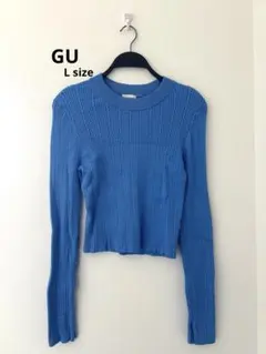 GU レディース トップス ケーブルニット セーター クロップド リブ Lサイズ