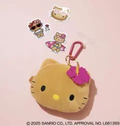 sweet雑誌付録★日焼けハローキティ★ぬいぐるみポーチチャーム&ステッカー3枚