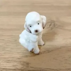 陶器製 ホワイト犬の置物 約5cm　ミニチュア　フィギュア　白ワンちゃん