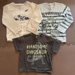 恐竜デザイン Tシャツ トレーナー 長袖シャツ 3点セット