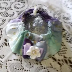 花飾り付き布製首輪　シュシュタイプスタイ