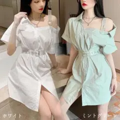 シャツワンピース レディース ミニワンピ