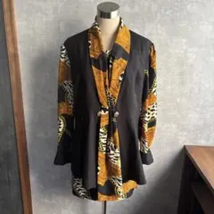 古着　ヴィンテージ バブリー　スカートセットアップ　総柄　派手　レトロ　希少