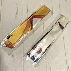 細長いスカーフ2点セット　黄色系と青白　組み替え不可