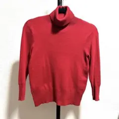 RalphLauren レッド ケーブルニット タートルネックセーター Mサイズ