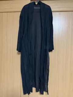 undixcorsお洒落上品シアーロングショールカーディガン黒両サイドスリットのサムネイル