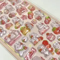ボンボンドロップシール うさぎ いちご ステッカー 平成女児 ぷっくりシール
