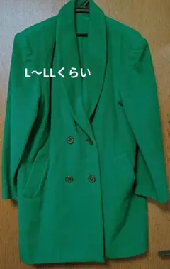 レディースL〜LLくらい ダブルブレスト コート グリーン　中古