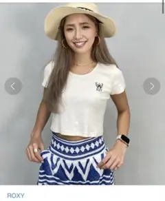 록시 록시 나비 자수 크롭 티셔츠 L 사이즈