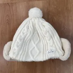 ホワイト ケーブル編み ニット帽