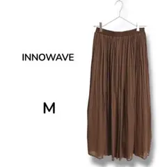 美品✨【イノウェーブ】ロング スカート プリーツ シフォン ブラウン M