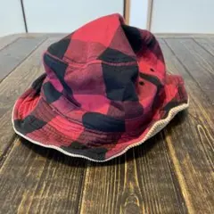 バケットハット 赤黒チェックとブラウンコーデュロイ　Dickies リバーシブル