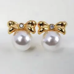 ミニリボン ピアス パール S925 ダイヤ 小ぶり ギフト 誕生日 記念日