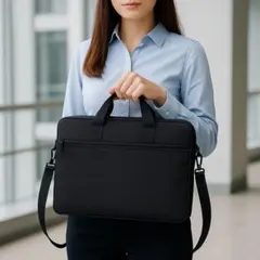 【14インチ】ノートPCケース／ショルダー付き／軽量ビジネスバッグ／ブラック