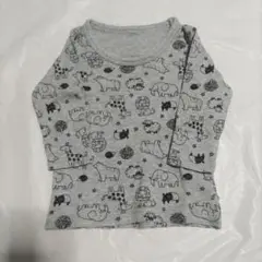 80cm 西松屋チェーン 動物柄 グレー 長袖 Tシャツ 綿100％