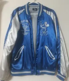 値下げ 00s レア Disney ミッキーマウス スカジャン ブルー Mサイズ
