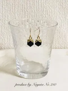 No.210☆シンプルピアス☆水晶(ブラック)