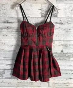 新品　Y2K　フェアリーグランジ　ミニキャミワンピース　タータンチェック　フレア