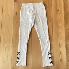 アナスイ◇リボン付き ケーブル編み レギンス スパッツ ホワイト 白 130