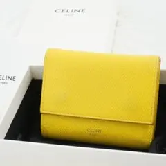 極美品　箱付き　CELINE セリーヌ　三つ折り財布　ロゴグラム　イエロー系のサムネイル