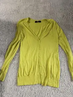 神戸レタス　ライムグリーン Vネック夏用カーディガン Sサイズ