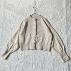 VIS ビス 洗える アソート釦 ラメニット カーディガン ショート丈 ハート釦