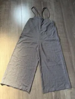 レディース　チェック柄ワイドレッグオーバーオール