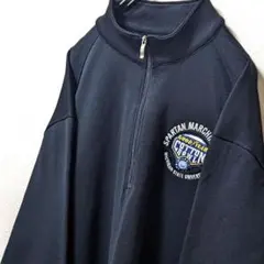 ナイキゴルフ ミシガン大学刺繍ハーフジップ トラックジャケット ブラック黒L古着