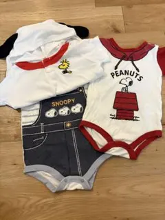 スヌーピー 半袖ロンパース 3点セット