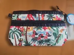 LeSportsacハワイ限定柄フララ ポーチ フラガール ハイビスカス 花 