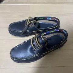 レザー デッキシューズ ダークブラウン