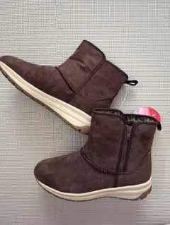 ブラウン ムートンブーツ サイドファスナー　冬靴