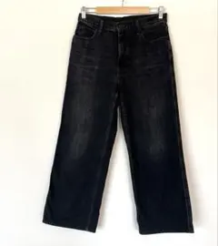 UNIQLO ユニクロ バギージーンズ ブラック 26 レディース ワイドデニム