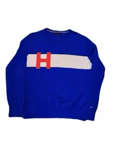 Y*M様 TOMMY HILFIGER Hロゴ ニットセーター ブルー メンズ
