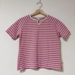 Whole Earth M Tシャツ　ボーダー　M ピンク　アウトドアのサムネイル