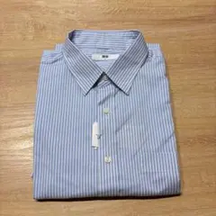 新品UNIQLO ドライイージーケアストライプワイシャツLサイズ半袖タグ付きのサムネイル