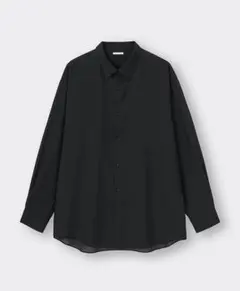 GU イージーケアシアーオーバーサイズシャツ（長袖）黒XXL